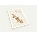 Watercolor Christmas card with a botanical berry branch and gold border