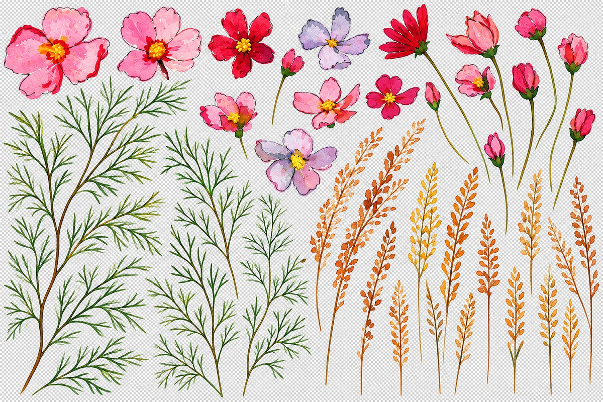 Watercolor wildflowers and wheat by Karina Barahona